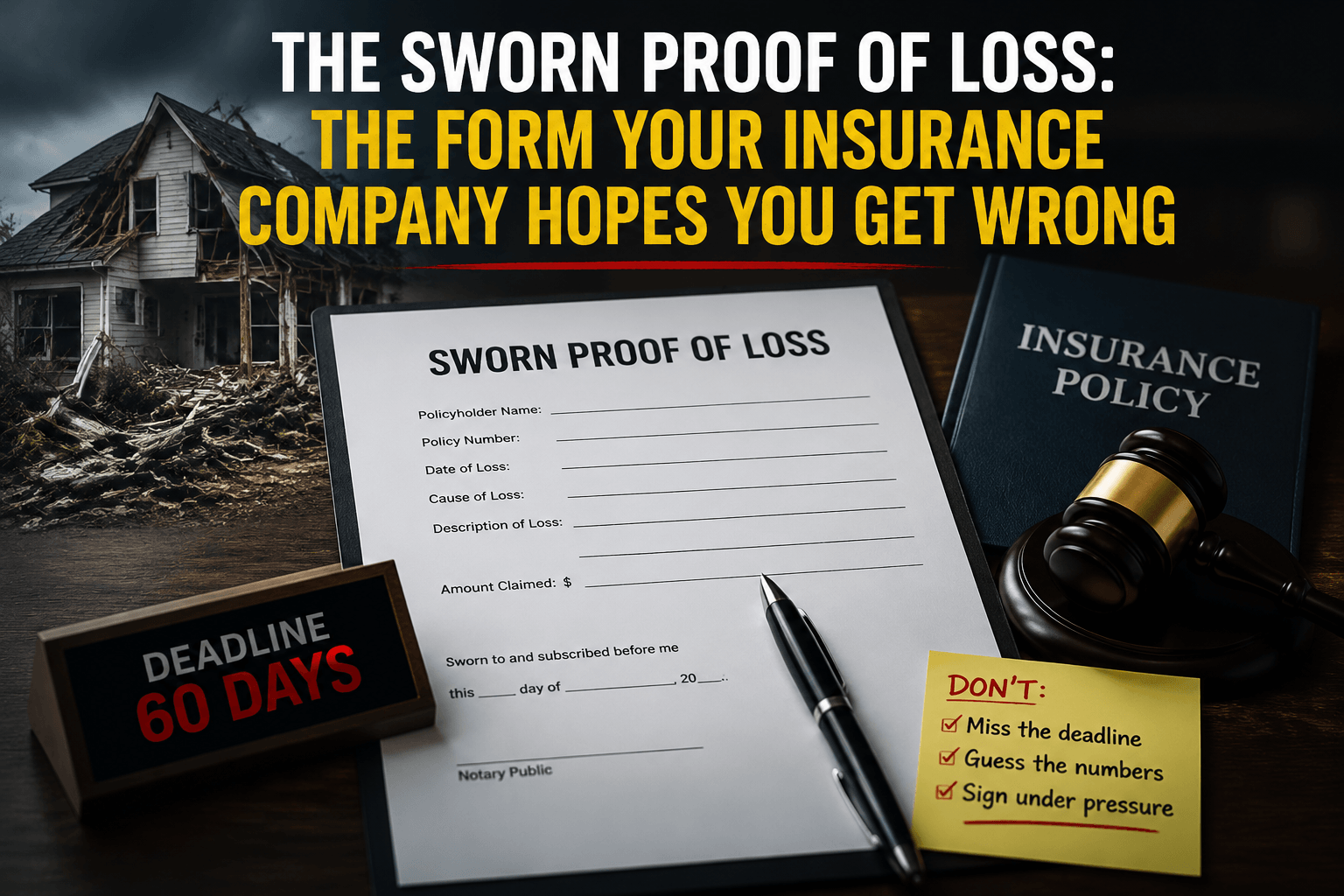 The Sworn Proof of Loss: The Form Your Insurance Company Hopes You Get Wrong
